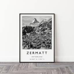 Zermatt Ski Print Swiss Alps Travel Poster, Matterhorn Art - thumbnail 3