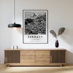 Zermatt Ski Print Swiss Alps Travel Poster, Matterhorn Art - thumbnail 1
