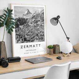 Zermatt Ski Print Swiss Alps Travel Poster, Matterhorn Art - thumbnail 2