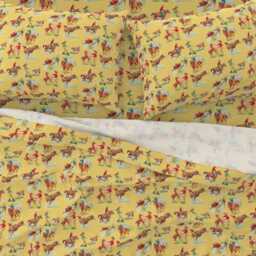 Vintage Rodeo Sheets - Cowboy Cowgirl Golden Yellow By Parisbebe Kitsch Country Cotton Sateen Sheet Set Bedding Spoonflower - thumbnail 3