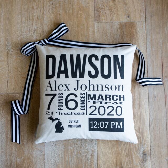 Birth Announcement Pillow Cover - image 1