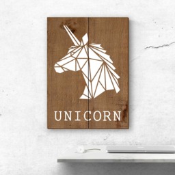 Unicorn Decoration, Animal Painting, Geometric Wooden Unicorn, Wall Origami - thumbnail 2