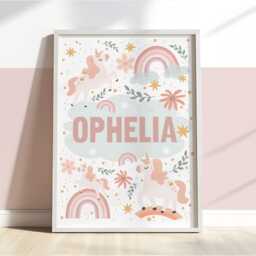 Personalised Unicorn Name Print, Unframed Poster, Girl Nursery Decor, Teen Tween Bedroom Fairytale Decor - thumbnail 3
