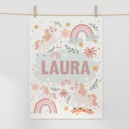 Personalised Unicorn Name Print, Unframed Poster, Girl Nursery Decor, Teen Tween Bedroom Fairytale Decor - thumbnail 2