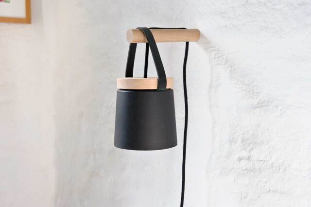 No. 07 Matt Black - Wall Light Scandinavian Design Handmade Solid Oak Cord Switch Eu/Uk/Us Plug Bedside Table - image 1