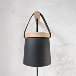 No. 07 Matt Black - Wall Light Scandinavian Design Handmade Solid Oak Cord Switch Eu/Uk/Us Plug Bedside Table - thumbnail 3