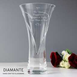 Personalised Engraved Hand Cut Diamante Flower Glass Vase - Retirement, Birthday Or Anniversary Gift - thumbnail 3