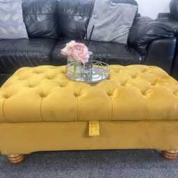 Handmade Chesterfield Plush Fabric Ottoman Upholstered Storage Box, Made in UK - thumbnail 3