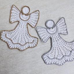 Crochet White Angel Christmas Ornament Tree Home Decor, Decoration - thumbnail 4