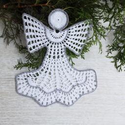 Crochet White Angel Christmas Ornament Tree Home Decor, Decoration - thumbnail 2