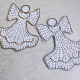 Crochet White Angel Christmas Ornament Tree Home Decor, Decoration - thumbnail 3