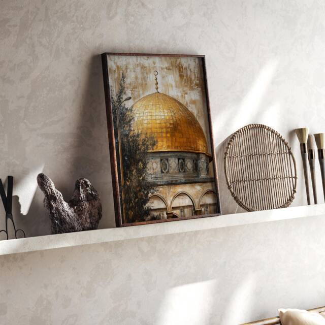 Vintage Palestine Islamic Wall Art Print - Dome Of The Rock Al Aqsa - image 1