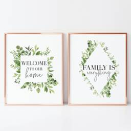 Home Prints Botanical Family Wall Art Green Decor - Set Of 2 Unframed - thumbnail 2