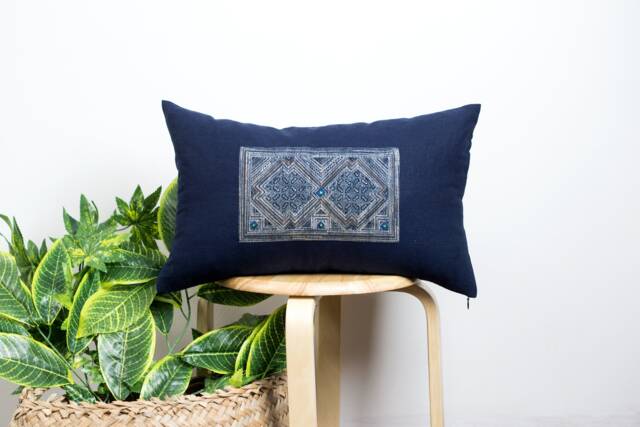 Ethnic Cushion Cover - Pillowcases 12x20, Vintage Pillow Covers, Batik Cushion, Natural Linen Fabric - image 1