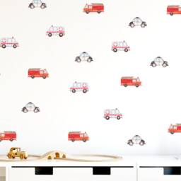 Watercolor Emergency Vehicle Wall Stickers Fire Engine, Ambulance, Police Car - thumbnail 2