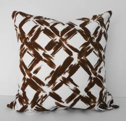 Decorative Trellis, Lattice Throw Pillow Cover, Covington Fabrics, Brown, White, 18 X - thumbnail 1
