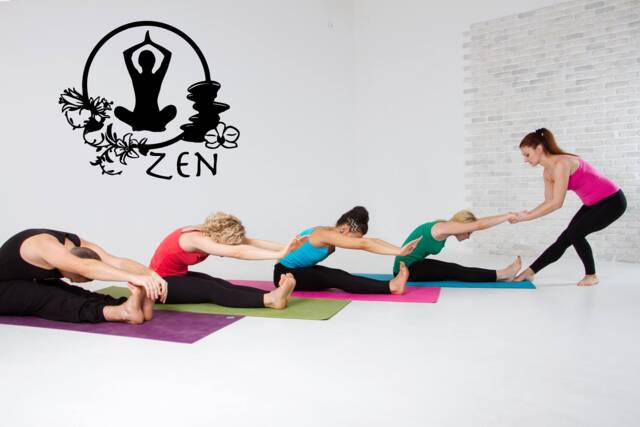 Lotus Mandala Yoga Pose Wall Decal Zen Studio Decor T628 - image 1