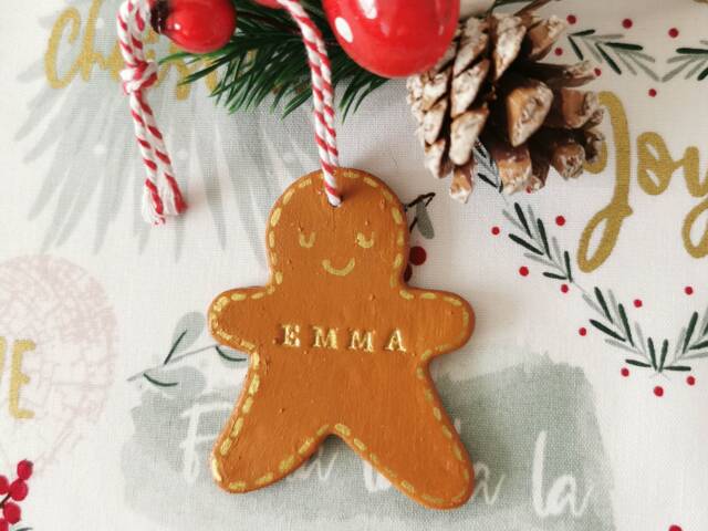 Clay Gingerbread Christmas Ornament - Decor Personalised Decoration - image 1