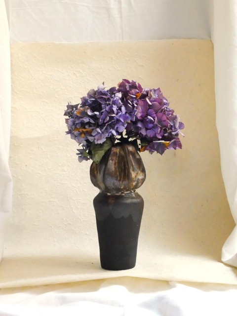 "Handcrafted Black Ceramic Vase in The Shape Of A Tulip ""Bourgeon" - image 1