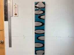 Narrow Turquoise Silver & Black Rectangular Abstract Resin Wall Clock, Long Modern Unusual Home Decor