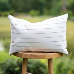 Cirrus -- Indoor/Outdoor Gray & White Striped Pillow Cover ??? Outdoor Pillows Waterproof Porch Lumbar - thumbnail 2