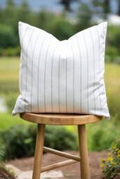 Cirrus -- Indoor/Outdoor Gray & White Striped Pillow Cover ??? Outdoor Pillows Waterproof Porch Lumbar - thumbnail 1