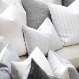 Cirrus -- Indoor/Outdoor Gray & White Striped Pillow Cover ??? Outdoor Pillows Waterproof Porch Lumbar - thumbnail 3
