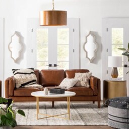 Solid Brass Drum Pendant Light, Modern Farmhouse Hanging Ceiling Lamp - thumbnail 1