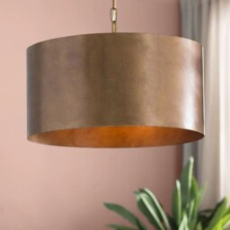Solid Brass Drum Pendant Light, Modern Farmhouse Hanging Ceiling Lamp - thumbnail 2
