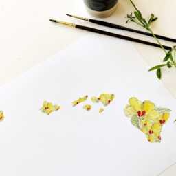 Hawaii State Flower Map Watercolor Pua Aloalo Yellow Hibiscus - Art Print Wall Graduation Wedding Realtor Moving Gift Pacific Travel - thumbnail 4