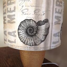 Nautical Decoupage Lampshade Shell Script Seaside Decor - thumbnail 3