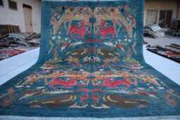 5x8 Ft Afghan Pictorial Kazak Rug, New Farmhouse Handmade Medallion Wool Luxury Bedroom Living Room Office Decor Rug