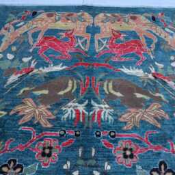 5x8 Ft Afghan Pictorial Kazak Rug, New Farmhouse Handmade Medallion Wool Luxury Bedroom Living Room Office Decor Rug - thumbnail 3