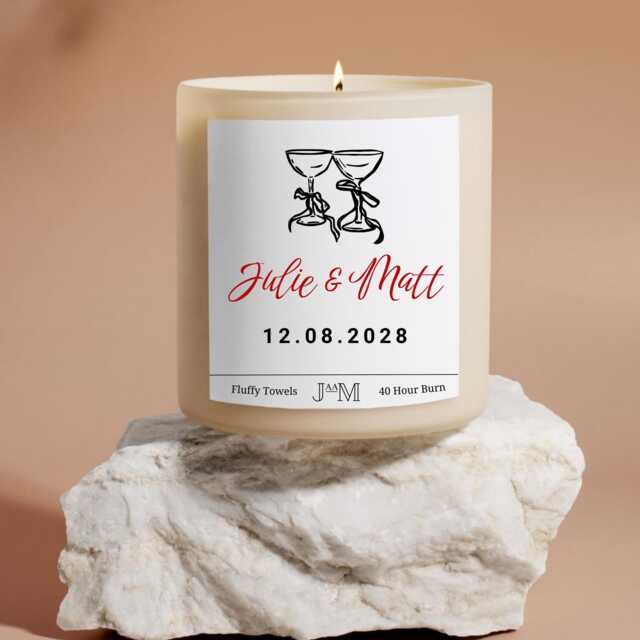 Personalised Wedding Gift. Engagement Candle For Couple. Just Married Gift Set. Congratulations Gifts Couples - image 1