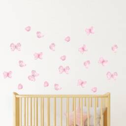 Pink Butterfly Nursery Wall Decals Vinyl Stickers Peel Stick Removable Lilac Girls Bedroom Decor Watercolor Art - thumbnail 2