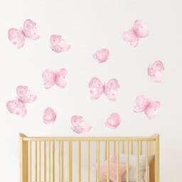 Pink Butterfly Nursery Wall Decals Vinyl Stickers Peel Stick Removable Lilac Girls Bedroom Decor Watercolor Art - thumbnail 1