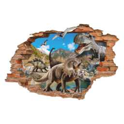 Dinosaur Wall Decal - Tyrannosaurus Triceratops Pterodactyl Stegosaurus Art Decor - thumbnail 2