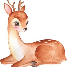 Baby Deer Wall Decal Watercolor Fawn Sticker Removable Fabric Woodland Animal Art Childrens Nursery Room Decor - thumbnail 2