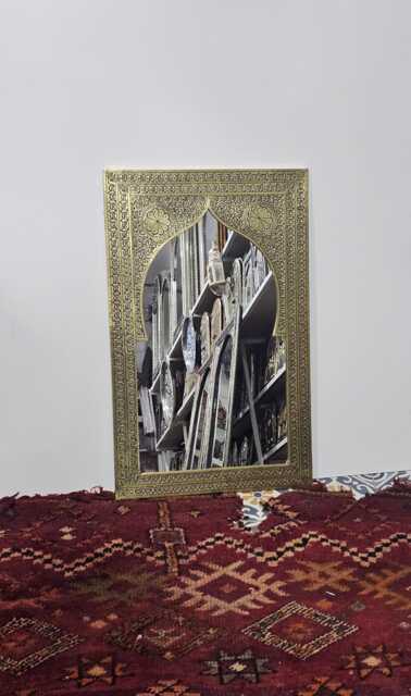 Moroccan Brass Oriental Mirror in Door Shape - image 1