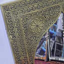 Moroccan Brass Oriental Mirror in Door Shape - thumbnail 3