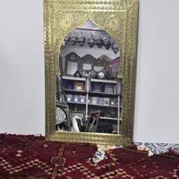 Moroccan Brass Oriental Mirror in Door Shape - thumbnail 2