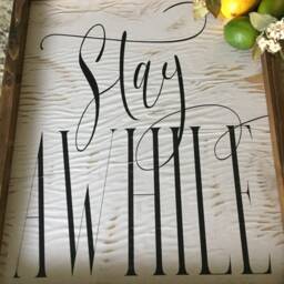 Quotes Wall Art Framed Farmhouse Sign - Stay Awhile Sign Home D??cor - thumbnail 2