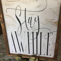 Quotes Wall Art Framed Farmhouse Sign - Stay Awhile Sign Home D??cor - thumbnail 4