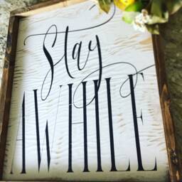 Quotes Wall Art Framed Farmhouse Sign - Stay Awhile Sign Home D??cor - thumbnail 1