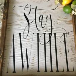 Quotes Wall Art Framed Farmhouse Sign - Stay Awhile Sign Home D??cor - thumbnail 3