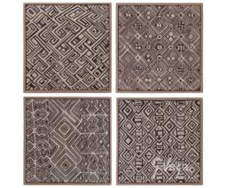 4 African Wall Hangings Made From Ceramic & Glazed in Creams, Ceramic Tile, Wall Art, Sculpture, Deco, 32.5cm