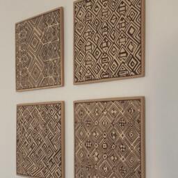 4 African Wall Hangings Made From Ceramic & Glazed in Creams, Ceramic Tile, Wall Art, Sculpture, Deco, 32.5cm - thumbnail 2
