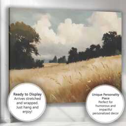 Sunlit Meadow Under Dramatic Clouds Impressionist Landscape Canvas Wall Art Print Decor Picture Ready To Hang - thumbnail 3