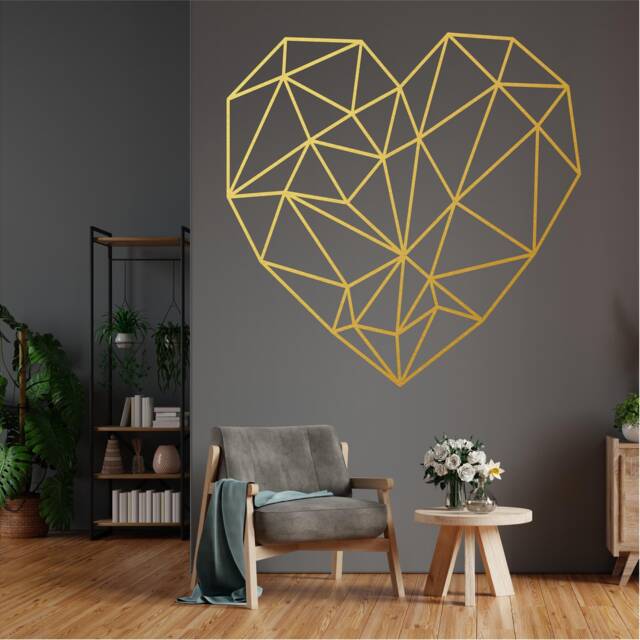 Geometric Love Heart Wall Art, Minimalist, Modern, Abstract, Decal, Mural, Transfer, Boho -G034 , 5 Sizes, 36 Colour Options - image 1