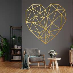 Geometric Love Heart Wall Art, Minimalist, Modern, Abstract, Decal, Mural, Transfer, Boho -G034 , 5 Sizes, 36 Colour Options - thumbnail 1